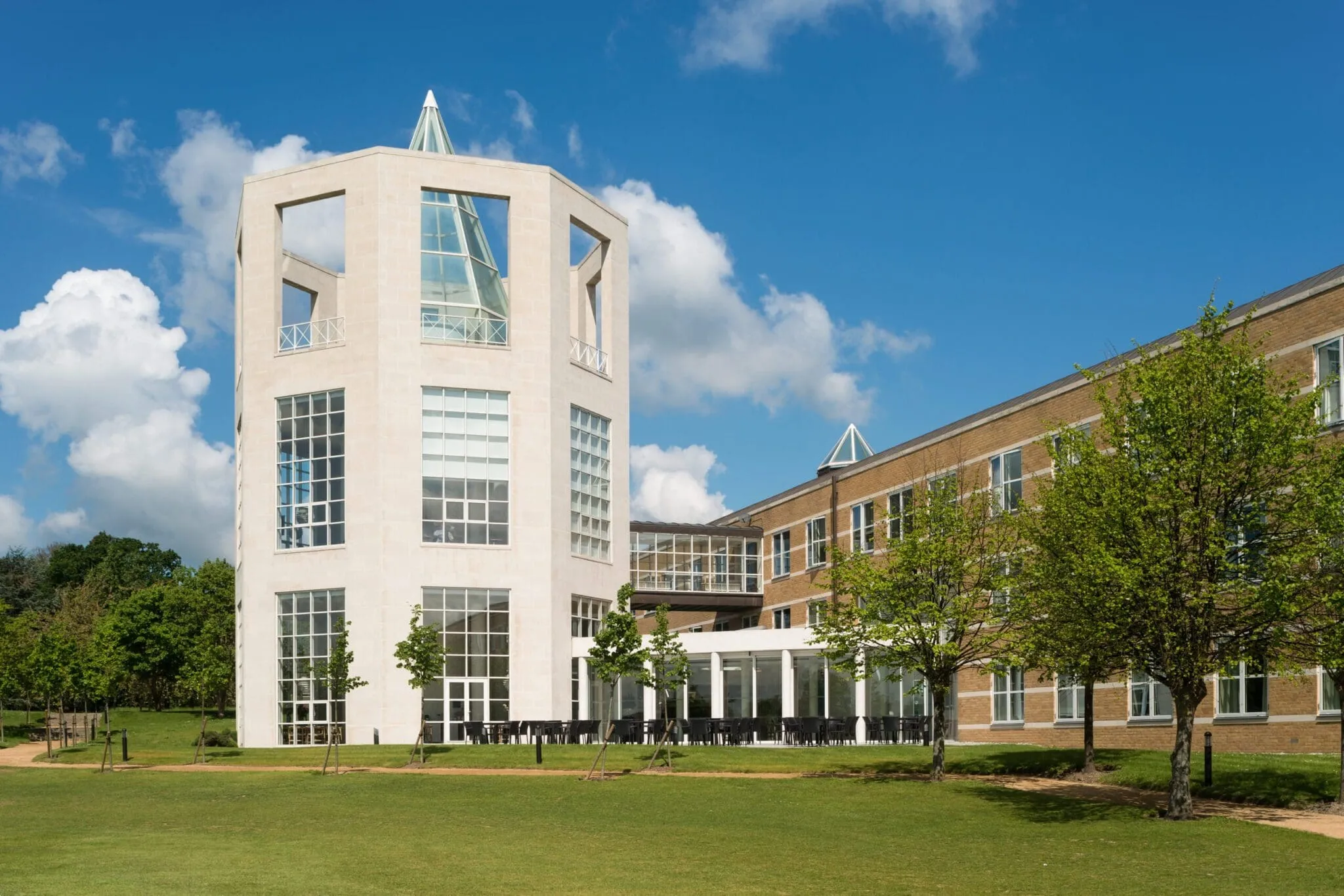 The Møller Institute's distinctive octagonal glass tower